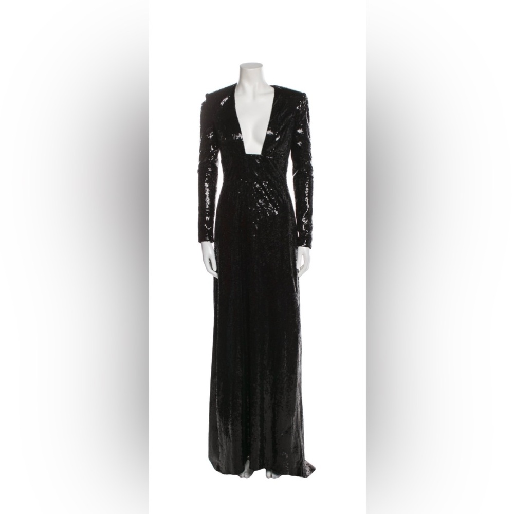 DUNDAS Black Sequin Long Sleeve Gown